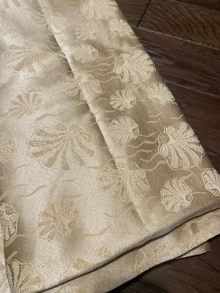 Set of 2 Gold 88" x 84" Seashells Sand TABLECLOTH Tropical Beach Wedding Dining - Image 2 of 3