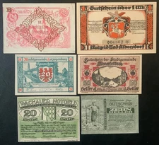 1920’s GERMANY & AUSTRIA PAPER MONEY - NOTEGELD SET OF BANKNOTES (LOT OF 6)!