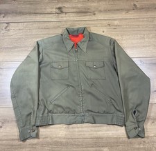 Vintage 70s Dickies Green Red Liner Faded Talon Full Zipper Work Jacket