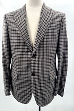 Canali 90s Pure Virgin Wool Brown Grey Nova Check Plaid Blazer Sport Coat Sz 42