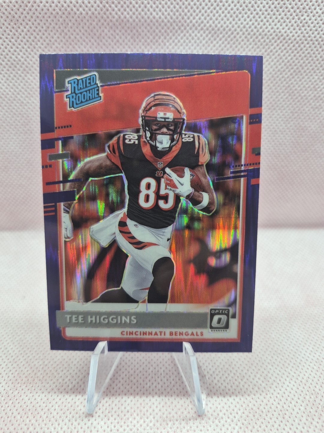 2020 Donruss Optic Tee Higgins Purple Shock Prizm Rated Rookie Cincinnati Bengal