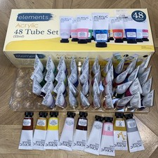 48 Tubes - 22ml Elements Acrylic Paint Tubes Boxed Most Sealed