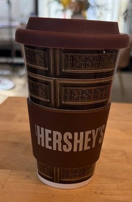 Hershey's Galerie Ceramic Travel Tumbler Mug with Silicone Lid & Sleeve