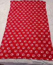 Large Red Dog Blanket FLEECE THROW 30"X47". Dog Footprint Pattern. Double Layer