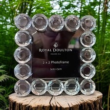 Royal Doulton Crystal Mini Frame Picture 2x2 Photo Clear Leaded Faceted Vintage 