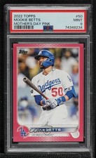 2022 Topps Series 1 Mother's Day Hot Pink 9/50 Mookie Betts #50 PSA 9 MINT b4d