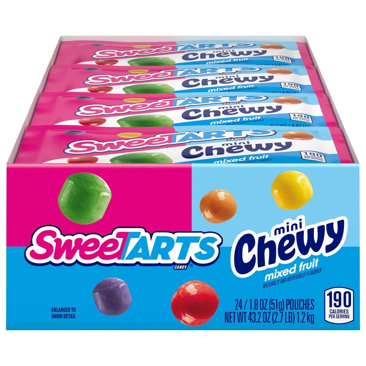 SweeTARTS Mini Chewy, Candy, Mixed Fruit, 1.8 Ounce (Pack of 24