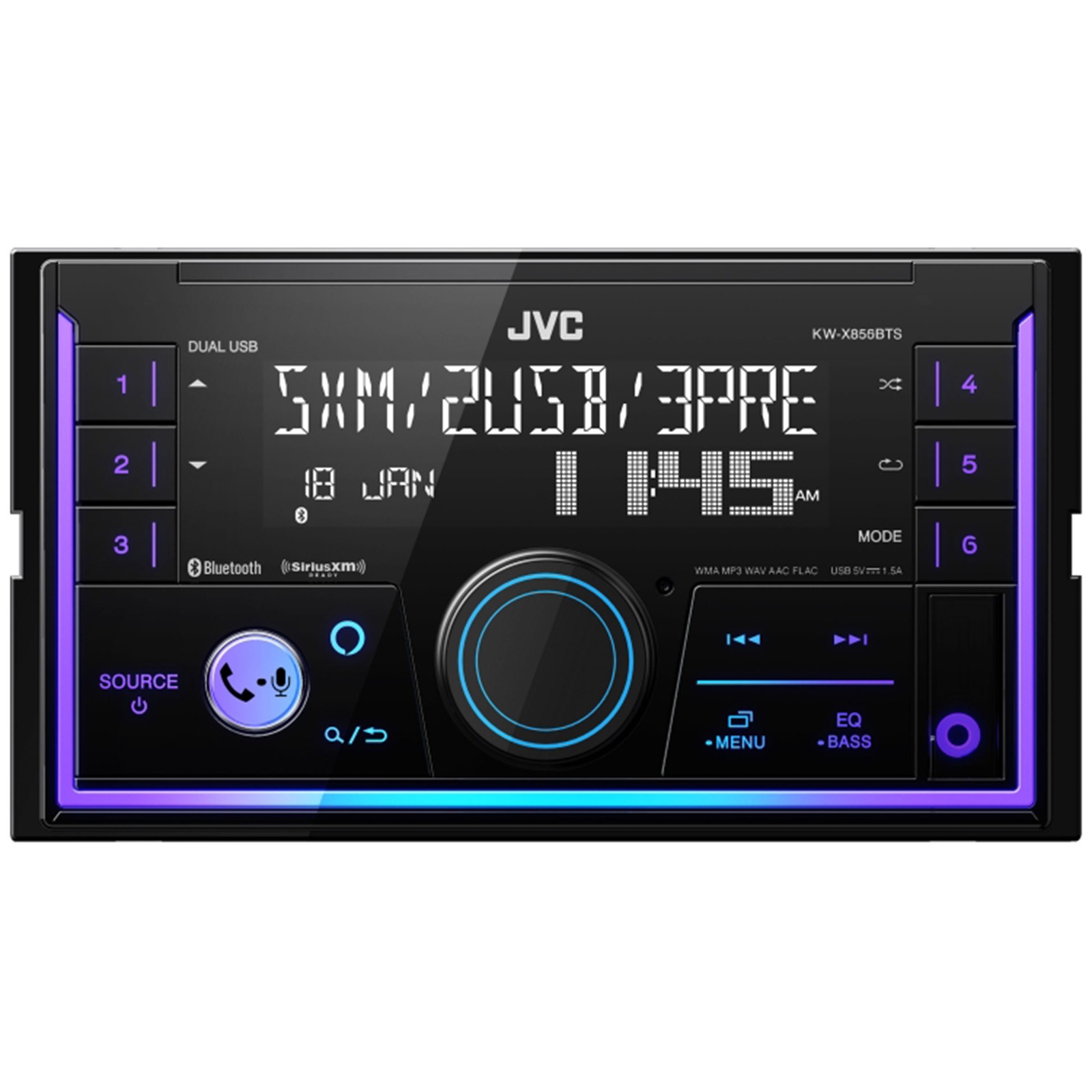 JVC Double DIN Bluetooth AM/FM Stereo Receiver, 2x 6x9" 300W Speakers, Amp w/Kit