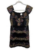 Foxiedox Black Lace Floral Embroidered Dress Size 12 Fit & Flare Cocktail Party