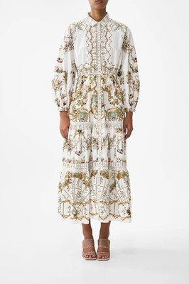 Camilla Dressing Room Drama Tiered Long Shirt Dress Size S