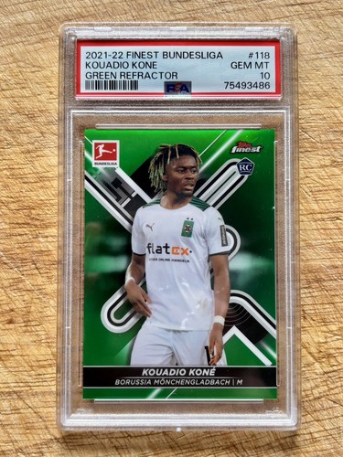 2021-22 Topps Finest Bundesliga Kouadio Kone Green Refractor /99 RC PSA 10