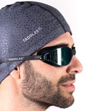 Men Swim Cap PU Fabric Silicone Swimming Hat Pool Waterproof Sports Adult Swi...