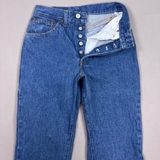 Vintage Levis 501 Jeans Womens 24x27 Blue 80s Made USA Button Fly Pants Fuzzy
