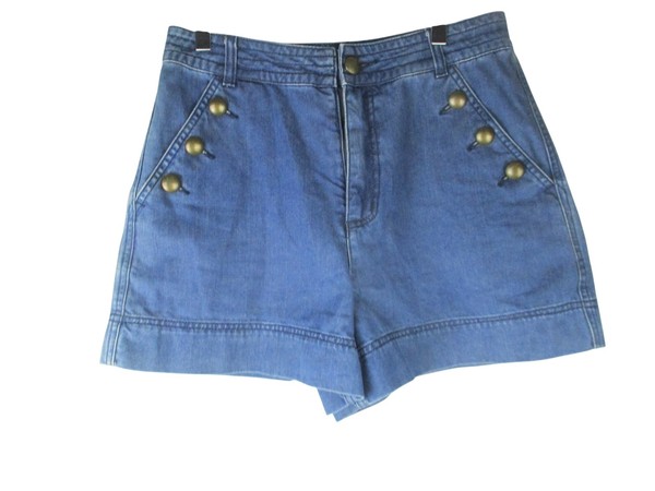 Country Road Women's High-Waisted Sailor Button Denim Shorts Blue Size 8