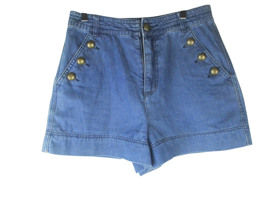 Country Road Women's High-Waisted Sailor Button Denim Shorts Blue Size 8