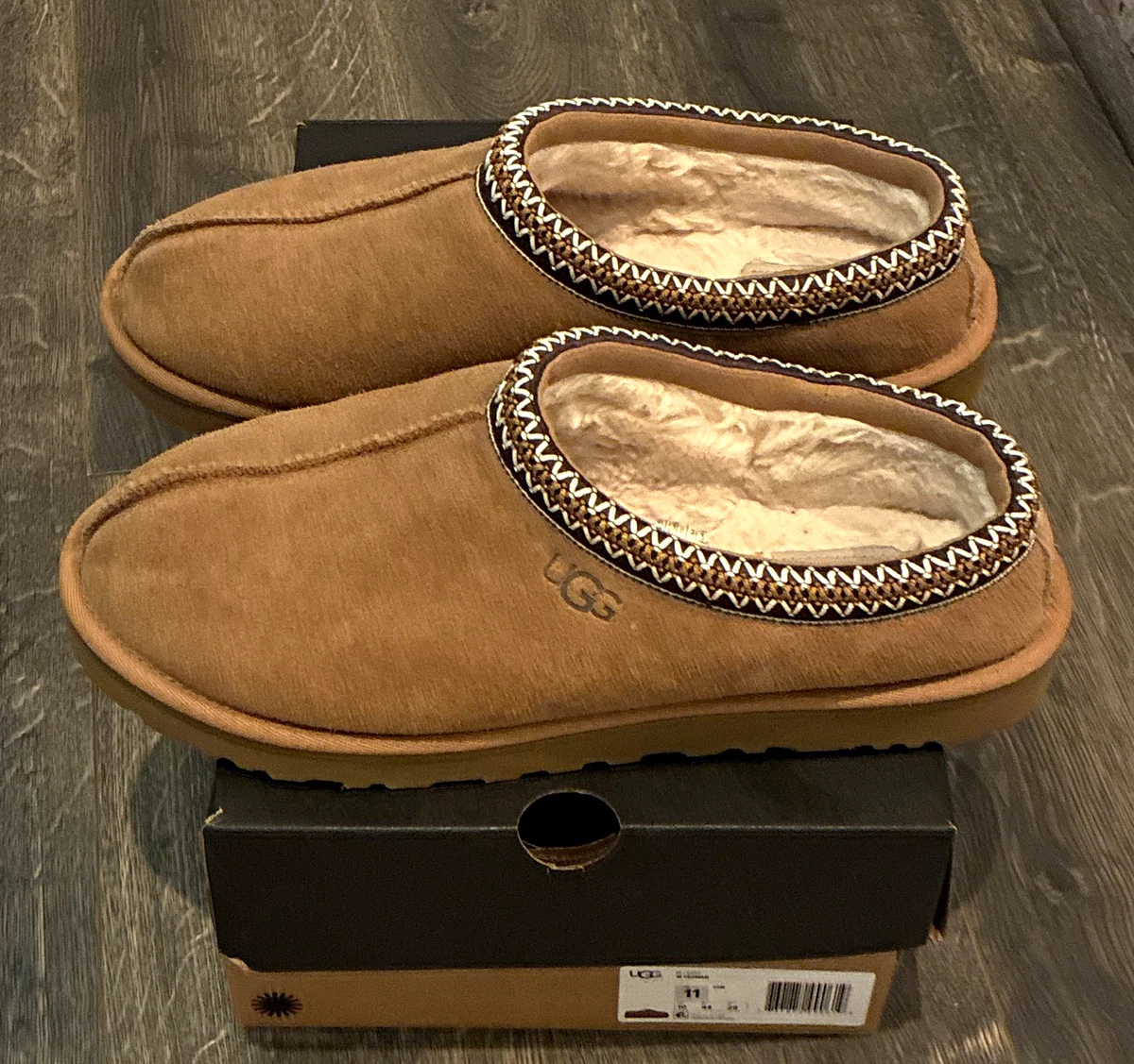 UGG Men Tasman Slip On Clog Comfort Slippers Size US 11 Caribou Brown Suede UGG Tasman Caribou Suede Fur Slippers Womens Size 10 -NIB  main image 2