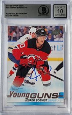 Jesper Boqvist Signed 19-20 Upper Deck Young Guns Rookie Card Beckett Graded 10