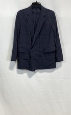 Theory Women's Piazza Jacket Blazer Navy Linen Blend Double Breasted Sz 6
