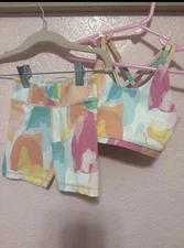SweetHoney Athletic romper, biker shorts, and sports bra girls size 4t