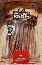 Natural Farm Thin Beef Bully Sticks Dog Treats, 12-in, 25ct 1.2 lbs Exp 05/27