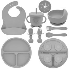 Munlinder Silicone Baby Feeding Set  Led Weaning Supplies Large, Gray