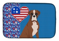 Caroline's Treasures Natural Eared Red Fawn Boxer USA American Dish Drying Mat