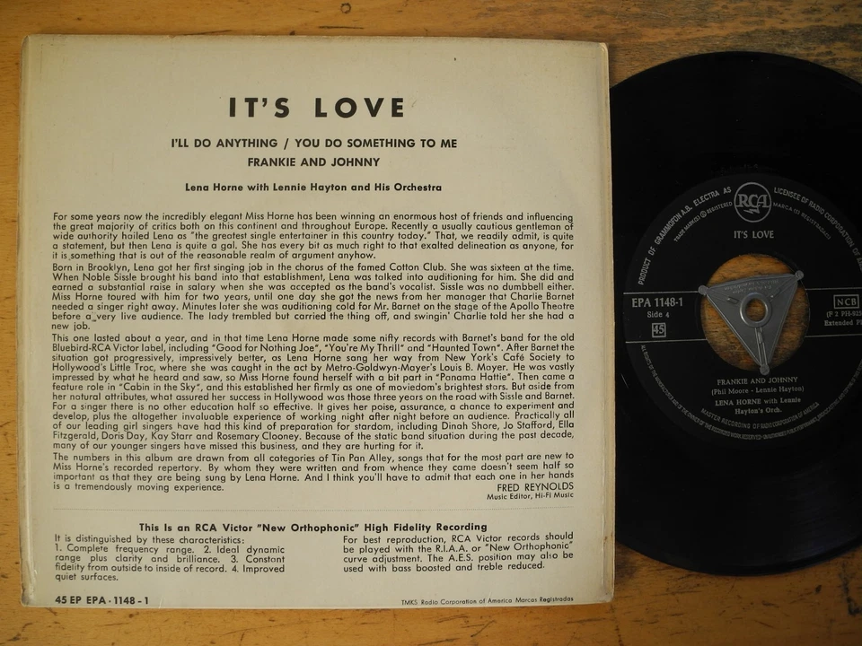 LENA HORNE It's Love EP I'll Do Anything + 2 45 7" 1956 Sweden VG+ - Image 2 of 2