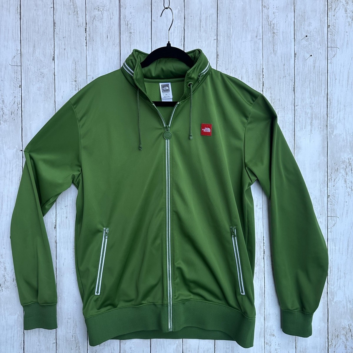 ⁂クロス⁂ The North Face Jacket Mens Large Green Full Zip Track Polyester