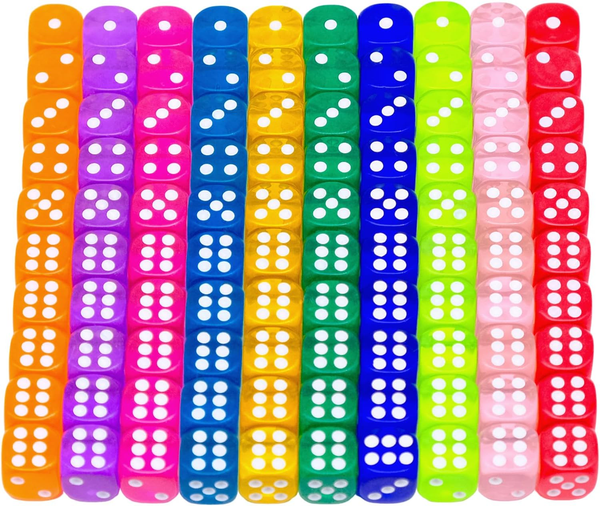 100 StüCk WüRfel Set, 6 Seitige WüRfel Bunt Set, 14 Mm Acryl Spiel WüRfel, Bunt-image