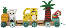- Treno Da Trainare Tropik - Giocattolo in Legno - 11 Pezzi E 3 Vagoni - Educati