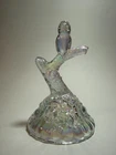 Fenton Glass Owl Tree Branch Ring Holder Figurine 4.5" Crystal Carnival Iridized