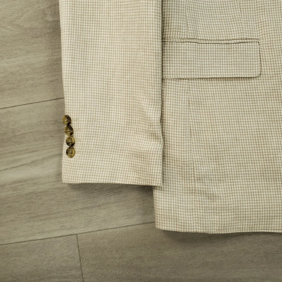 Bonobos 100% Linen Sport Coat Men's 38L Athletic Fit Brown Houndstooth 2 Btn NEW - Image 4 of 4