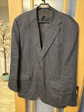 M&S Collezione Nova Fides Jacket Size 44 M Navy Stripe Italian Linen