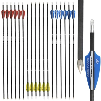 MILAEM 31" Bogenschießen Pure Carbonpfeile ID4.2mm SP400-1200 Recurvebogen Jagdpfeile