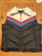 Vintage 70s Comfy Goose Down Vest Womens 12 USA Made Ski Puffer Colorblock