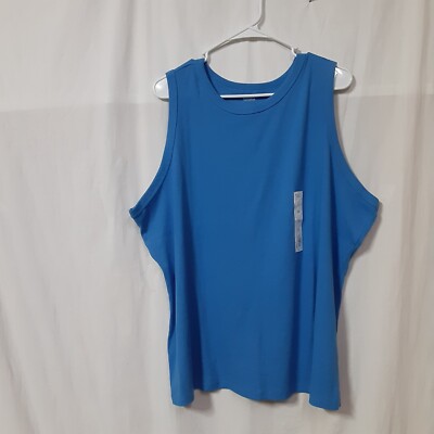 Sonoma Womens 3X High Neck Ribbed Tank Top Blue NWT