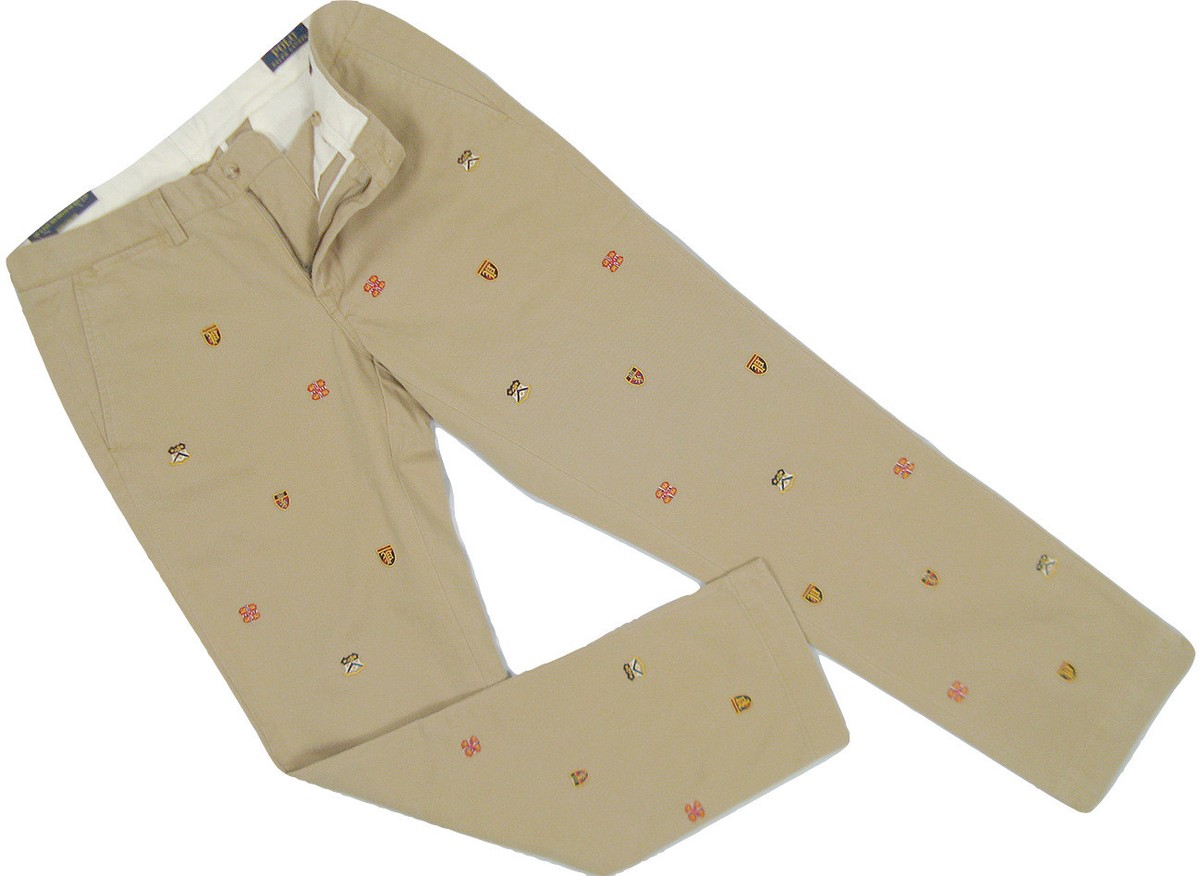 NEW Polo Ralph Lauren Embroidered Shield Crest Chinos (Pants