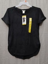Matty M sz:S Women's French Terry T-Shirt Crew Neck Pull over Stretch Top Gray