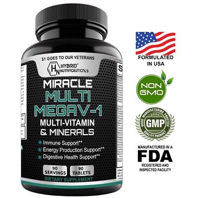 MEGAV-1 Daily Multivitamin-Minerals with Probiotics, Mushroom Complex, 90 Serv