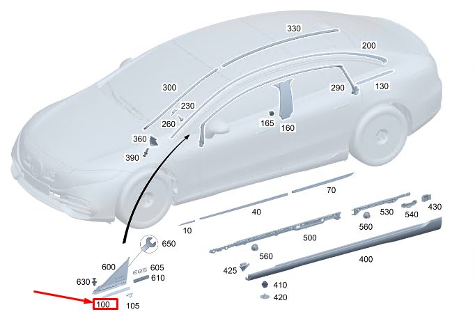 Neu MERCEDES-BENZ EQS V297 Türverkleidungsleiste vorne rechts A2976731800