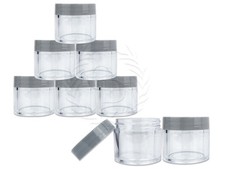 6 Pieces 30 Gram/30ml Plastic Clear Sample Jar Containers with Gray Flat Lids
