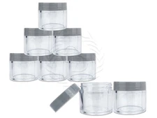 6 Pieces 30 Gram/30ml Plastic Clear Sample Jar Containers with Gray Flat Lids