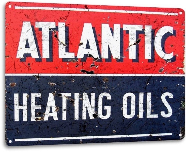 Atlantic Heating Oil Gas Garage Retro Vintage Rustic Wall Decor Metal