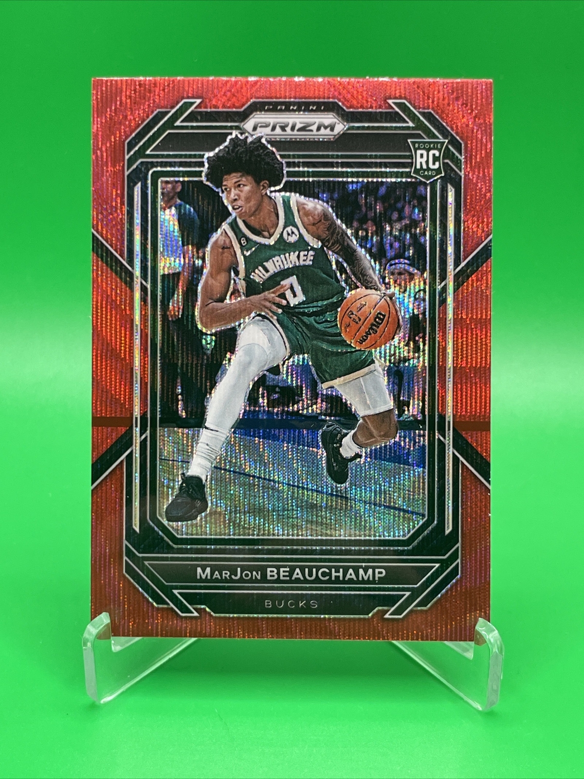 MarJon Beauchamp 2022-23 Panini Prizm #268 Red Ruby Wave Prizm SP Rookie RC