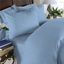 1200 Thread Count 100 Egyptian Cotton Bed Sheet Set OLYMPIC QUEEN Blue Solid