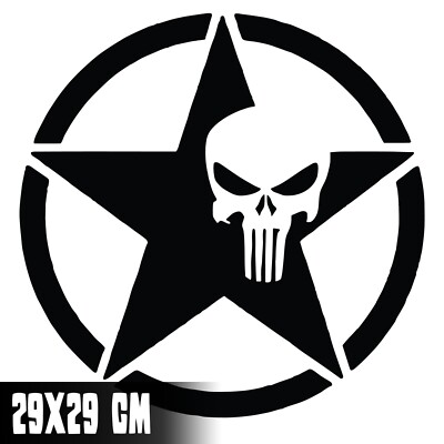 AUTO AUFKLEBER ''STERN PUNISHER'' 29X29CM SCHÄDEL SKULL TUNING STICKER #0028