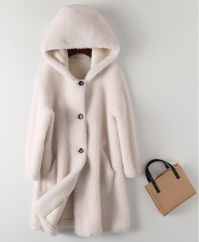 Mujeres Moda Invierno Capucha Manga Larga Suelto Cálido Imitación Lana Cordero Piel Abrigos Parka - Imagen 13 de 14