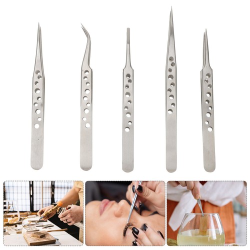 5 Pcs Precision Tweezers for Crafts Professional Stainless Steel - 第 3/5 張圖片