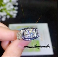 Men's Engagement Ring 2.4CT Round Cut Lab-Created Diamond 14K White Gold Finish