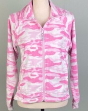 Columbia Girls Pink And White Camouflage Full Zipper Fleece . Youth 14/16. EUC
